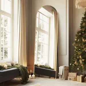 Melodieux Full Length Full Body Dressing Mirror, Ultra Thin and Light Shatterproof, Standing and Hanging or Leaning Against Wall or Wall-Mounted, Aluminum Alloy Thin Frame, For Living Room Bedroom Cloakroom Home Decor