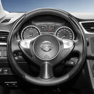 For Nissan Segmented Carbon Fiber Steering Wheel Cover Sporty Style Non-Slip Grip 2-Piece/3-Piece Set Quick-Install Design All-Season Compatibility For Rogue/X-Trail/Kicks/Qashqai/Sentra/Almera/Versa/Altima, Automotive Car Accessories
