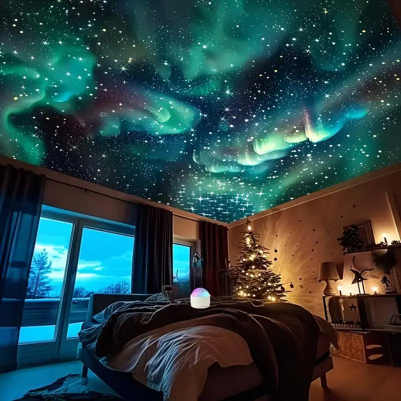 Aurora Projector Night Light, Adjustable Romantic Ambient Vibe Lights with Remote Control, USB Starry Sky Lamp for Cool Room Decor, Bedroom Inspo, Relaxing Gifts