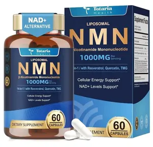 Liposomal NMN Supplement 1000mg, 14-in-1 NMN Resveratrol Complex with CoQ10, TMG, Quercetin, ALA, PQQ, Support NAD Levels, Cellular Energy & Healthy Aging, 60 Capsules, cGMP, Filler Free