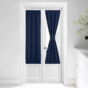 NICETOWN Blackout French Door Window Curtains Thermal Insulated Curtain Panel 25W x 64L Privacy Shade for Window Covering - 1 Panel, Navy