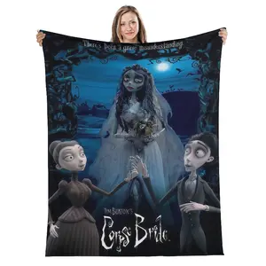 Horror Corpse Bride Blanket Soft Warm Throw Blanket for Bed Sofa Queen Size Halloween Decor Scary Movie Blanket Birthday Gifts