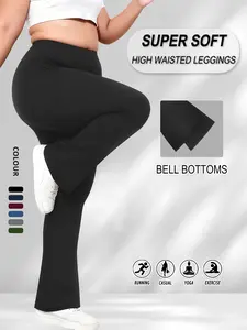 Plus Size High Waist Flare Pants, Curvy Fit Design, Comfortable Fashion Daily Wear, Suitable for Various Daily Activities