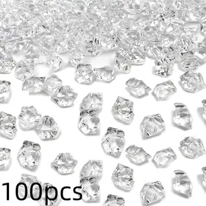 100pcs Artificial Ice Cubes Photography Props, Transparent Crystal Vase Fillers, Party Gifts, Wedding Background Decorations