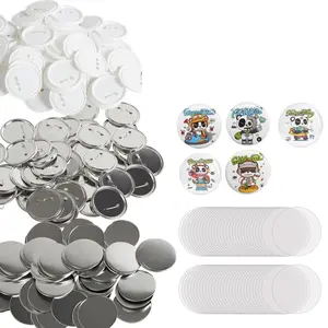【Summervibes】VEVOR 200 Sets 3 inch 75mm Pin Back Button Parts,  , DIY Round Button Badge Parts, Set Includes Metal Top, Plastic/Metal Button, Clear Film, and Blank Paper For Gifts Presents, Machine NOT Included