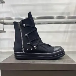 New Rick Laced Up High Top Shoes Black On Black