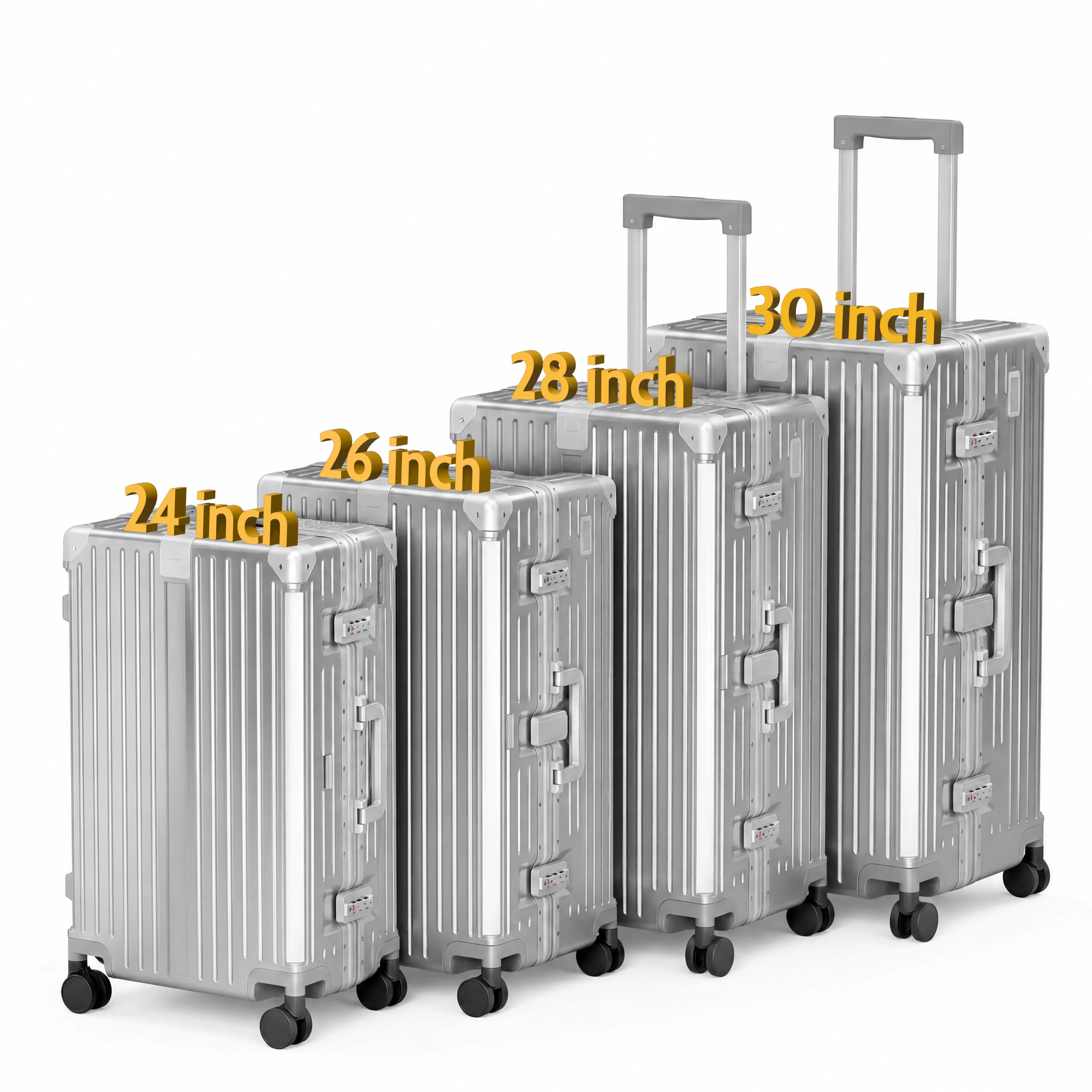 PHIVILLA Trunk Luggage, Large 24/26/28/30 Inch Thickened Aluminum Frame Luggage with TSA Spinner Wheels, 3-Layer PC Hardside Zipperless Travel Suitcase with Type-C USB Charging Port, Cup Holder