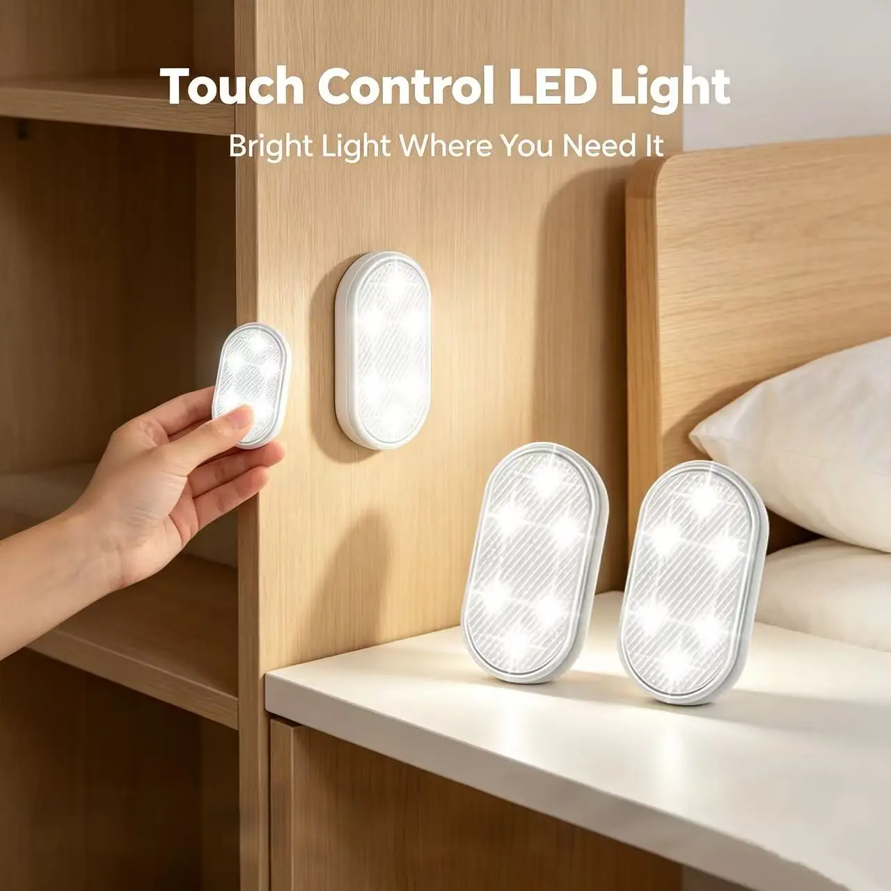 LED Closet Light Touch Light Rechargeable Cabinet Lighting | white Color Wireless USB Rechargeable  LED Light for Bedroom Wardrobe Counter Kitchen