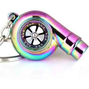 Creative Spinning New Charming Polished Black Turbo Turbocharger Keychain Key Chain Ring Keyring Keyfob,make Whistle Sound