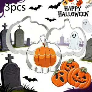 Halloween Baking Essential! 3 Sizes Pumpkin Molds, Food Grade Material, Perfect for Cookies & Fondant, Ideal for Halloween Treats