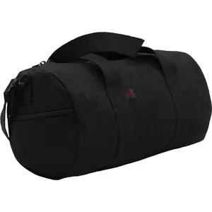 Black - Heavyweight Duffle Bag Cotton Canvas Sports Gym Shoulder & Carry Bag - 15"