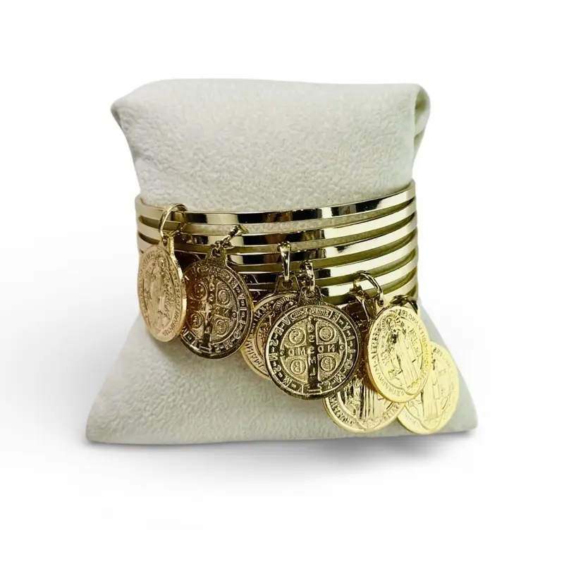 Pulseras de san benito oro laminado Gold Plated Bangle Gold Plated Band Gold Cuff Stackable Bracelets