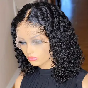 Curly Bob Wig Human Hair 13x4 Lace Front Wigs Pre Plucked for Black Women 180% Density Mongolian HD Kinky Curly Bob Lace Frontal Wigs Wet and Wave Wigs