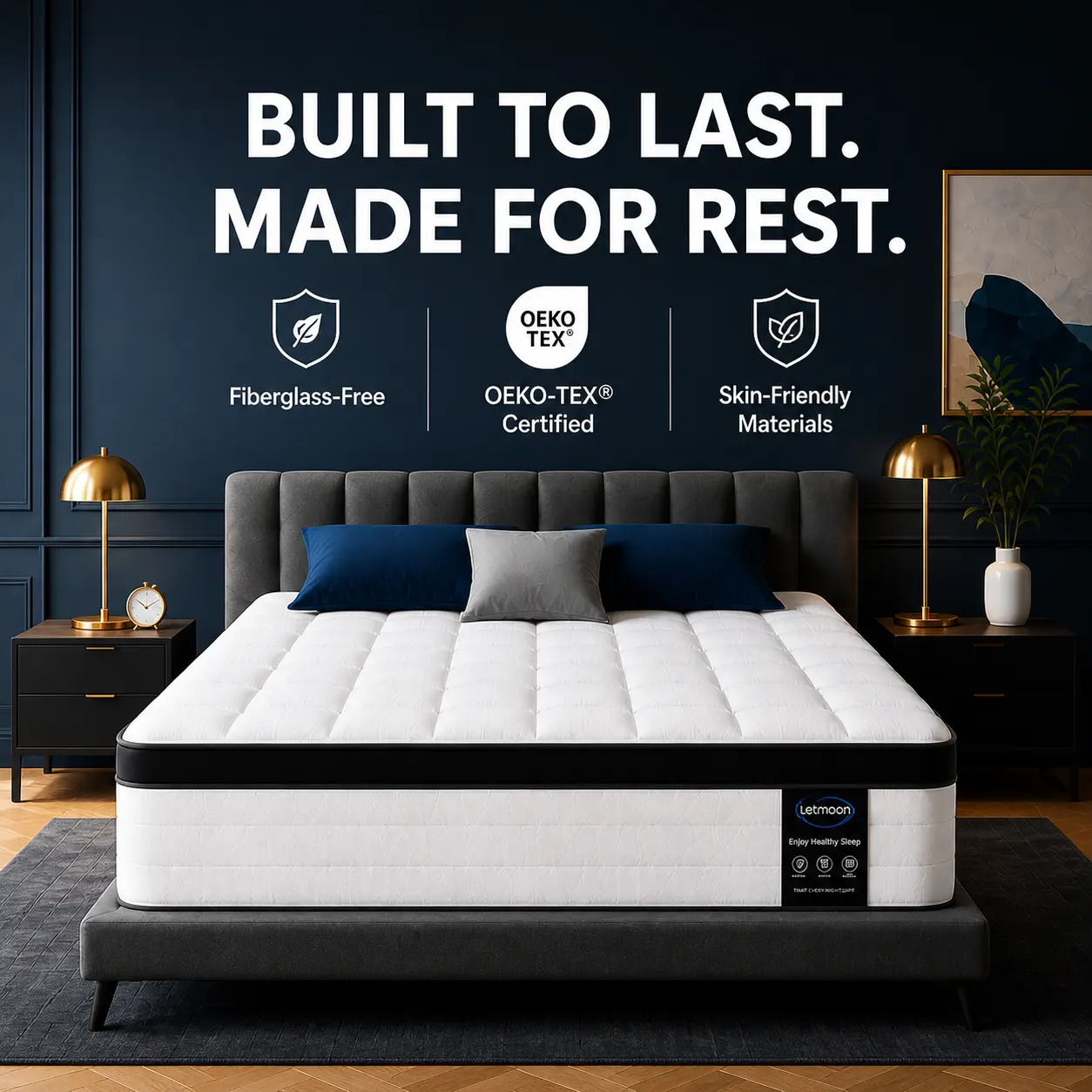 【2026 Upgraded】FANSACE 12/14 Inch Queen/King/California King Size Hybrid Mattress in a Box, Fiberglass-Free, Medium Firm Memory Foam, Pocket Coil Support, Breathable Knit Cover, Strong Edge Support, Pressure Relief Comfort