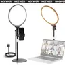 NEEWER R10 Portable Aluminum Desk Selfie Light - Edge-Lit 15W Power LED Panel with Mount, Adjustable Stand, Extendable Cellphone Holder, Timer, 3000-6500K Full Screen, 180° Tilt Adjust, 1-100% Dim Control for Vlog, iPhone-Compatible Mobile Accessories