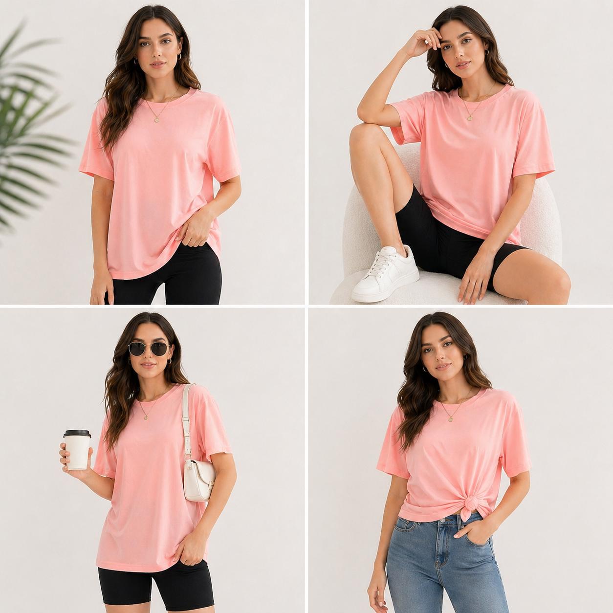 【Limited Time deal】【Fast Shipping】 Women Short Sleeve T-Shirt Multipack, Loose Fit Solid Color Round Neck Casual Tops, Summer Daily Basic Tees for Women Tshirt Womenswear Crewneck Shortsleeve#SummerVibes(Only T-shirt) 【Limited Time deal】【Fast Shipping】 Women Short Sleeve T-Shirt Multipack, Loose Fit Solid Color Round Neck Casual Tops, Summer Daily Basic Tees for Women Tshirt Womenswear Crewneck Shortsleeve#SummerVibes(Only T-shirt)