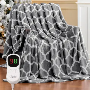 Heated Blanket Electric Throw - 50"x60" Heating Blanket with 10 Fast Heat Levels 8 Hours Auto Off Soft Cozy Flannel Over-Heated Protection ETL Certification Keep Warming in Home