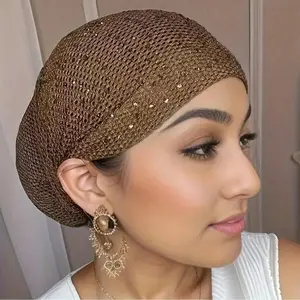 New Fashion Elastic Rhinestone Muslim Turban Hat, Modern Lightweight Women Head Cover