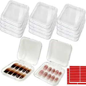Pcs Press On Nail Packaging Box Press on Nail Storage Box for Press Ons with  Pcs Adhesive Double Sided Tape for Fake Nail Storage Case Nail Display Nail Salon Supplies Nail Art Business (Clear)