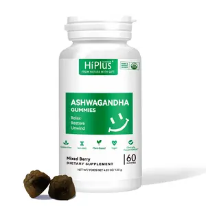 HiPlus Ashwagandha Gummies with Vitamin D – Mixed Berry Flavor, featuring KSM-66.60 Count Vegan, Plant-Based, Non-GMO, Gluten-Free, and Gelatin-Free Max Strength Ashwagandha Relaxation Gummies mood enhancement Root Supplement Capsules
