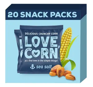 LOVE CORN Sea Salt | Delicious Crunchy Corn Snacks | .07oz x 20 Gluten Free, Vegan Bags | Convenient for Lunch Boxes, Commuting & Office Snacks