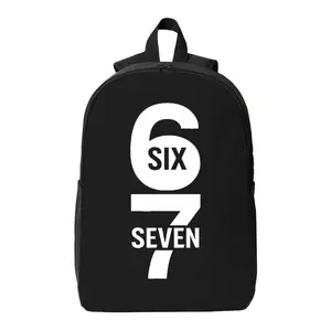 Fun Six Seven 67 Meme Design backpacks Breathable Shoulder Straps Backpack with Side Pocket- Unisex