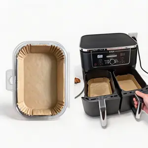 Rectangle Rectangular Air Fryer Disposable Liners 8.6x5.5in, Durable unbleached food grade parchment, isolate oil dirt keep air fryer clean all time, ideal for dorm apartment RV small space compact kitchen users