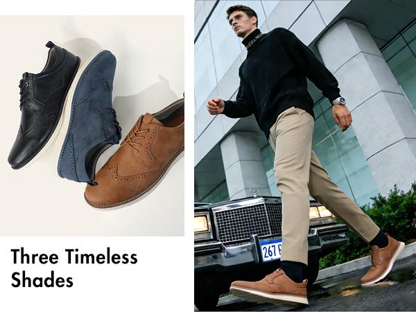 Hawkwell Plus Men's Plus Size Wingtip Oxford Shoes Classic Brogue Dress Shoes Business Office Shoes