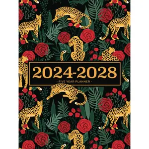 5 Year Monthly Planner 2024-2028 | Large | Leopards & Roses In The Wild: Calendar Book (US Federal Holidays, Moon Phases, Vision Board) Five Years / 60 Months: January 2024 – December 2028 Paperback – August 25, 2023