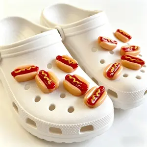 10Pcs Mini Hot Dog Resin Charms, Cute Food Slime Beads for DIY Crafts, Phone Cases, Crocs Shoes, Hair Clips & Scrapbookingbedroom decor home essentials
