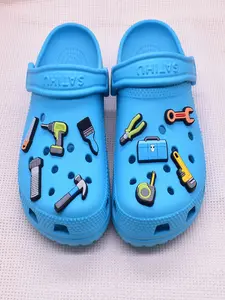 14-Piece Tool Theme Shoe Charms Set, Abs DIY Decorations for Sandals & Slippers, Multi-Use Handmade Accessories for All Seasons