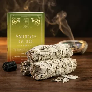 White Sage Smudge Sticks with Smudge Guide, 3-Pack
