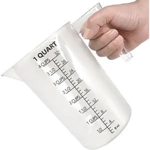 Plastic Measuring Cup with Handle, Pool Chemical Measuring Cup, Plastic Measuring Pitcher for Liquid Mixing, Pouring, Lawn Care, Pet Food, Motor Oil, Laboratory and More (32, Fluid Ounces, 1000ml)