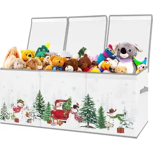 decalsweet Kids Toy Box Storage Chest Collapsible Storage Bin with Lids Handles for Boys Girls Toddler, Large Christmas Kids Toy Organizer Box for Kidsroom Bedroom Playroom Nursery,37.7"x12.5"x15.7"