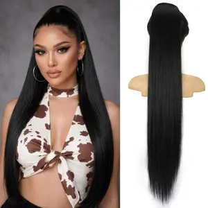 Long Straight Ponytail Extension 30 Inch Claw Clip Natural Black Ponytail Hair Extensions Synthetic Fake Pony Tails Hairpieces Clip in Ponytails for Women Girls Daily Natural Black 6oz/170g