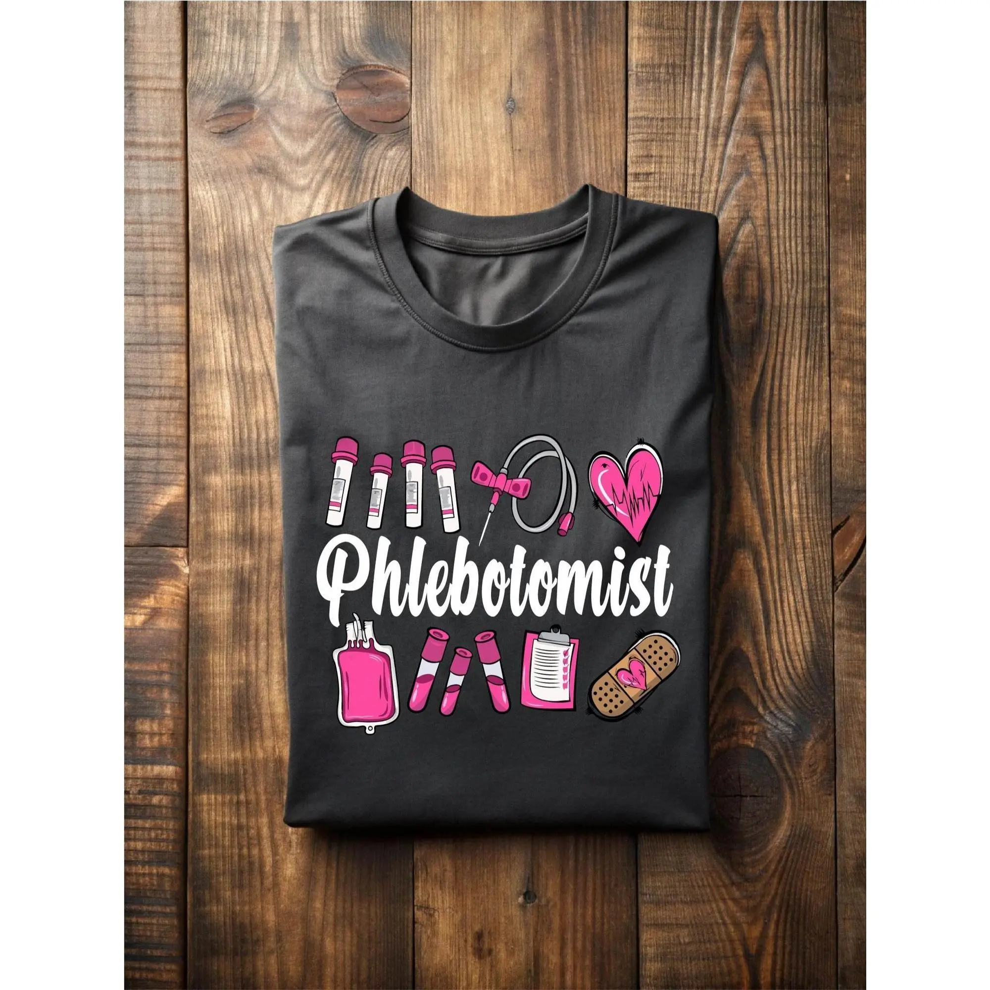 Women's Phlebotomist Era T-Shirt 100% Cotton Short Sleeve Crew Neck Cute Nursing Student Tee