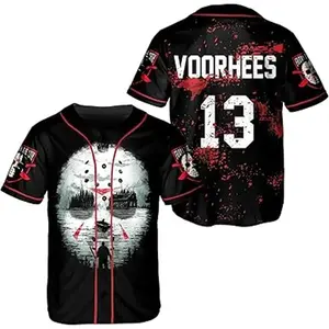 Halloween-Themed Jason Voorhees Design Perfect for Fans Customizable Fun Trending Gift for Him Baseball Jersey