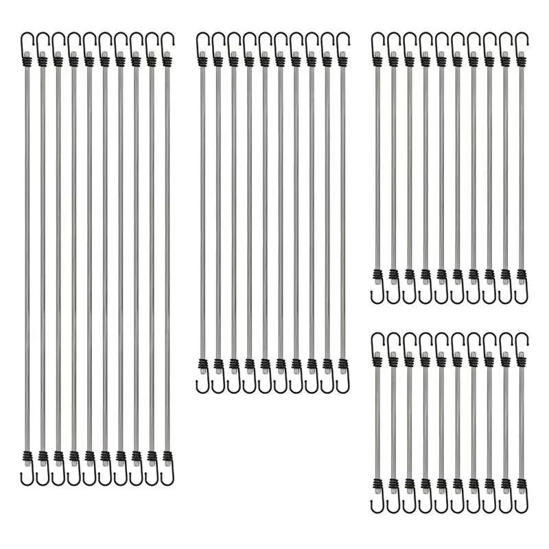 Pack of 10 Small Elastic Straps with Hooks  Black Elastic Straps with Hooks—Heavy-Duty Outdoor Use, Elastic Tie-Down Straps, Ideal for Camping, Tarps, Tents, and Hiking (Available in 15.7, 23.6, 31.5, and 39.4 in)