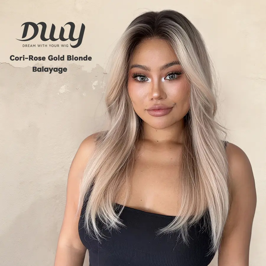 Cori -NEW! DWY 13×4 Lace Front Free Part Long-Length Straight Bronde Glueless Synthetic Wig for Women 24 Inches Hair Replacement Wigs