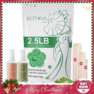 KOTAMU Waxing Beads for Women & Men 2.5lb Hard Wax Beads for Hair Removal, Aloe Vera Wax Beans Bulk with 30 Wax Sticks Suitable for Sensitive Skin