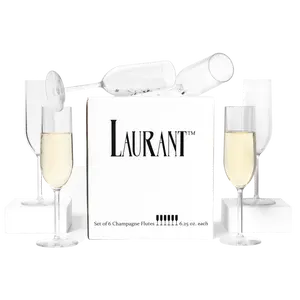 Laurant Clear Polystyrene Champagne Flutes 6.25 oz  – Lightweight, Clear, Reusable (Set of 6, BPA-Free)