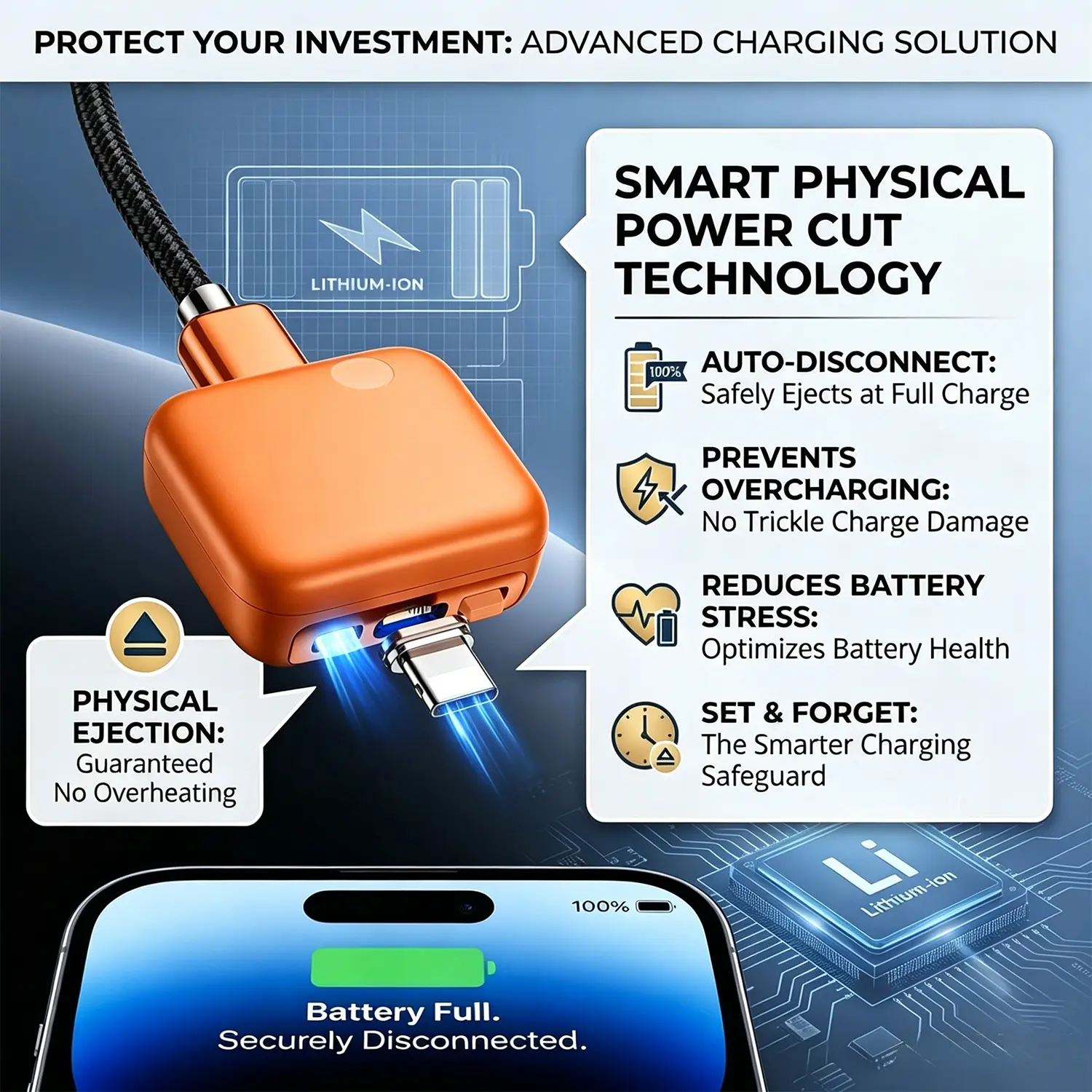 HEXIBII 140W Physical-Disconnect Battery Guard USB Charger Adapter - 1 Automotive & Motorcycle Car Electronics Accessory with Automatic Auto-Eject, Smart Auto-Stop, Safe Overnight Charging for USB Type-C Smartphones, Laptops