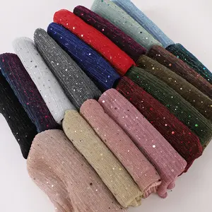 Muslim Women Fashion Shimmer Sequin Breathable Hijab Scarf