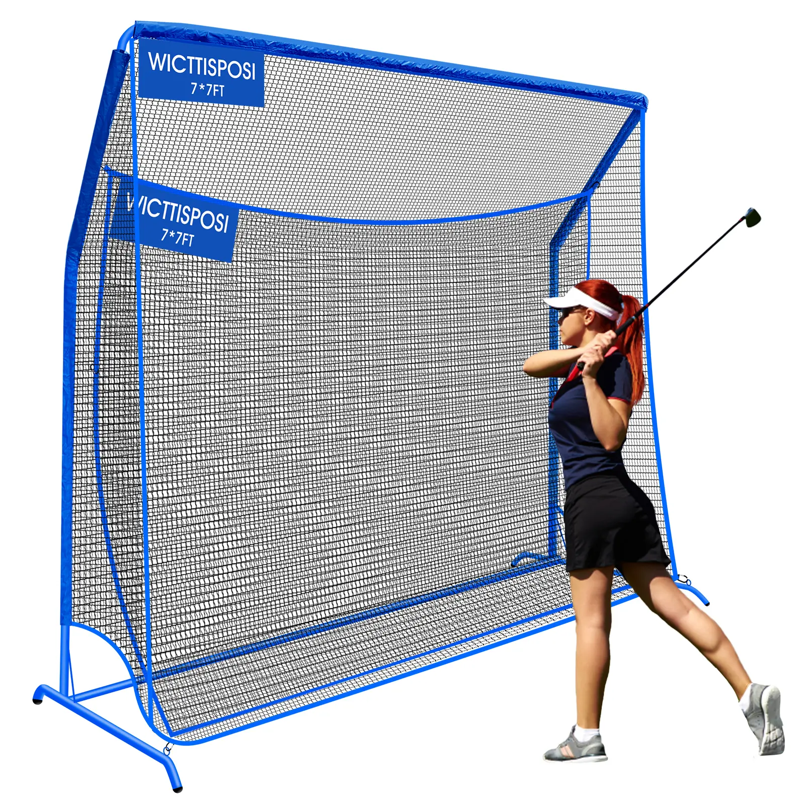 WICTTISPOSI Golf Hitting Net with Extra Striking Net, Heavy Duty Golf Practice Nets for Golfers Backyard Driving Swing Chipping, Golf Impact Nets with Metal Frame and Storage Bag, Indoor Outdoor Use summerwins