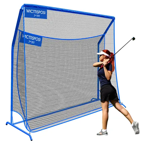 WICTTISPOSI Golf Hitting Net with Extra Striking Net, Heavy Duty Golf Practice Nets for Golfers Backyard Driving Swing Chipping, Golf Impact Nets with Metal Frame and Storage Bag, Indoor Outdoor Use