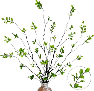 4PCS Artificial Ficus Branches for Vase, Faux Greenery Stems for Vase Filler, 47in Realistic Flexible Eucalyptus Stems Fake Artificial Twig Plants Indoor Home Tables Centerpieces Office Decor