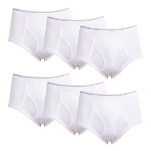 6 Pack Men's Briefs 100% Cotton Tag-Free Classics Elastic Waist Moisture Wicking Tagless Underwear S-XL Regular Big & Tall  Soft Breathable Menswear