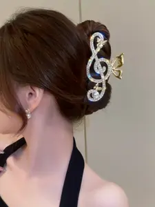 Elegant Butterfly Rhinestone Pearl Hair Clip, Large Metal Claw Clip, Back Combing Hair Accessory, Creative Headwear, Simple and Chic Style
