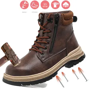 Fashion Safety Shoes Men Work Steel Toe Boots Indestructible Protective Shoes Puncture-Proof Security Footwear all-season outdoor Waterproof boots fashionable Footwear industrial construction breathable