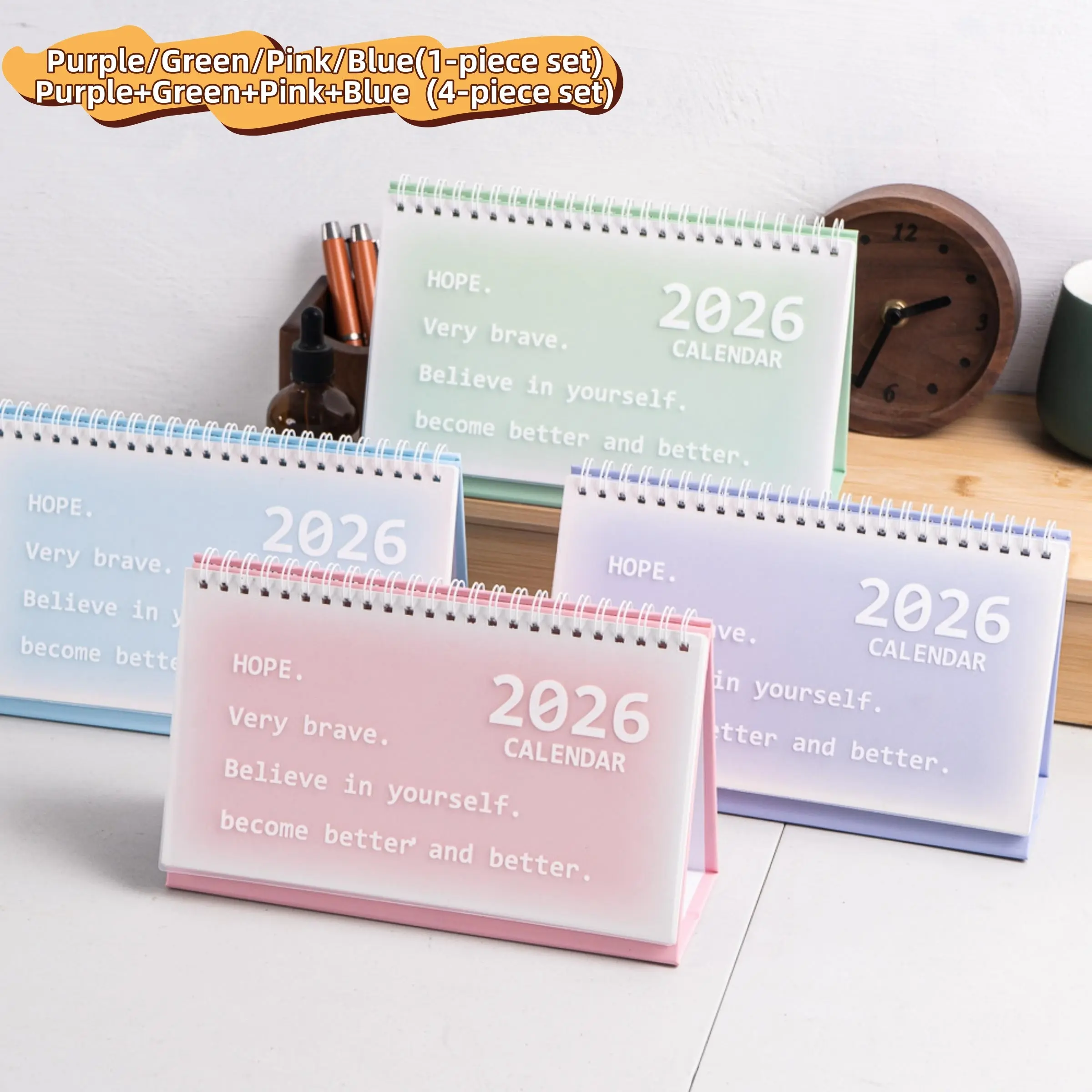2026 New Year Doodle Typography Calendar Notebook, 2025/7-2026/12, Waterproof Coil Design, Fresh Style Desk Decor Office Stationery Supplies, Ideal for Daily Desktop Decoration